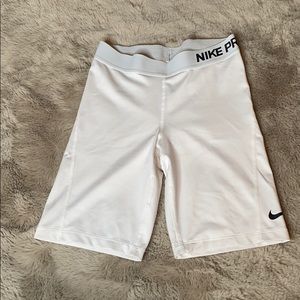 White nike biker shorts